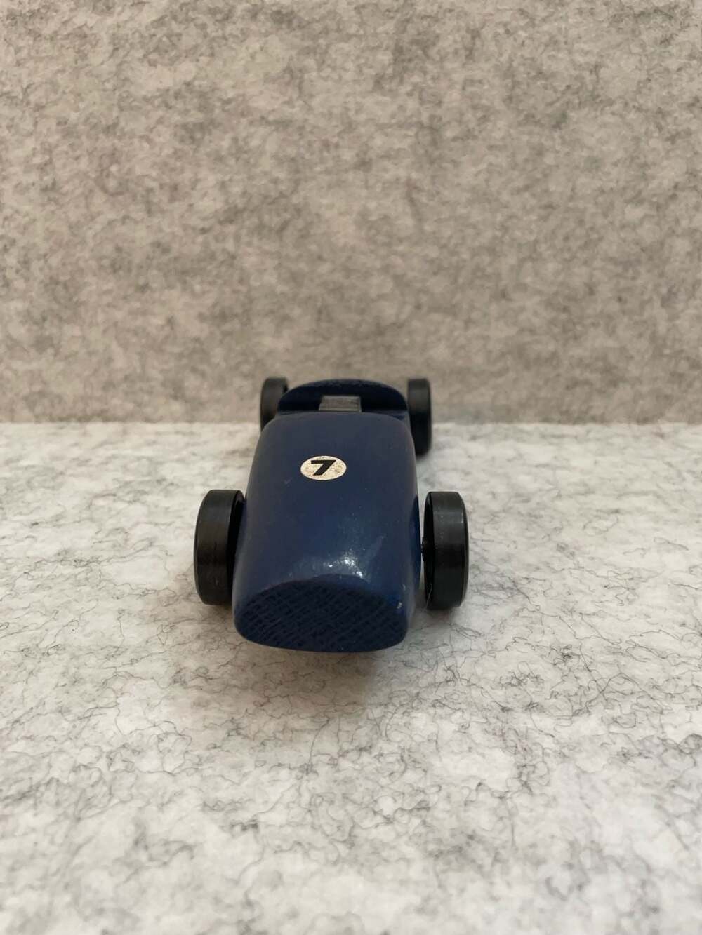 Vintage Handcrafted Blue Pinewood Derby Race Car #7 - Picture 4 of 7